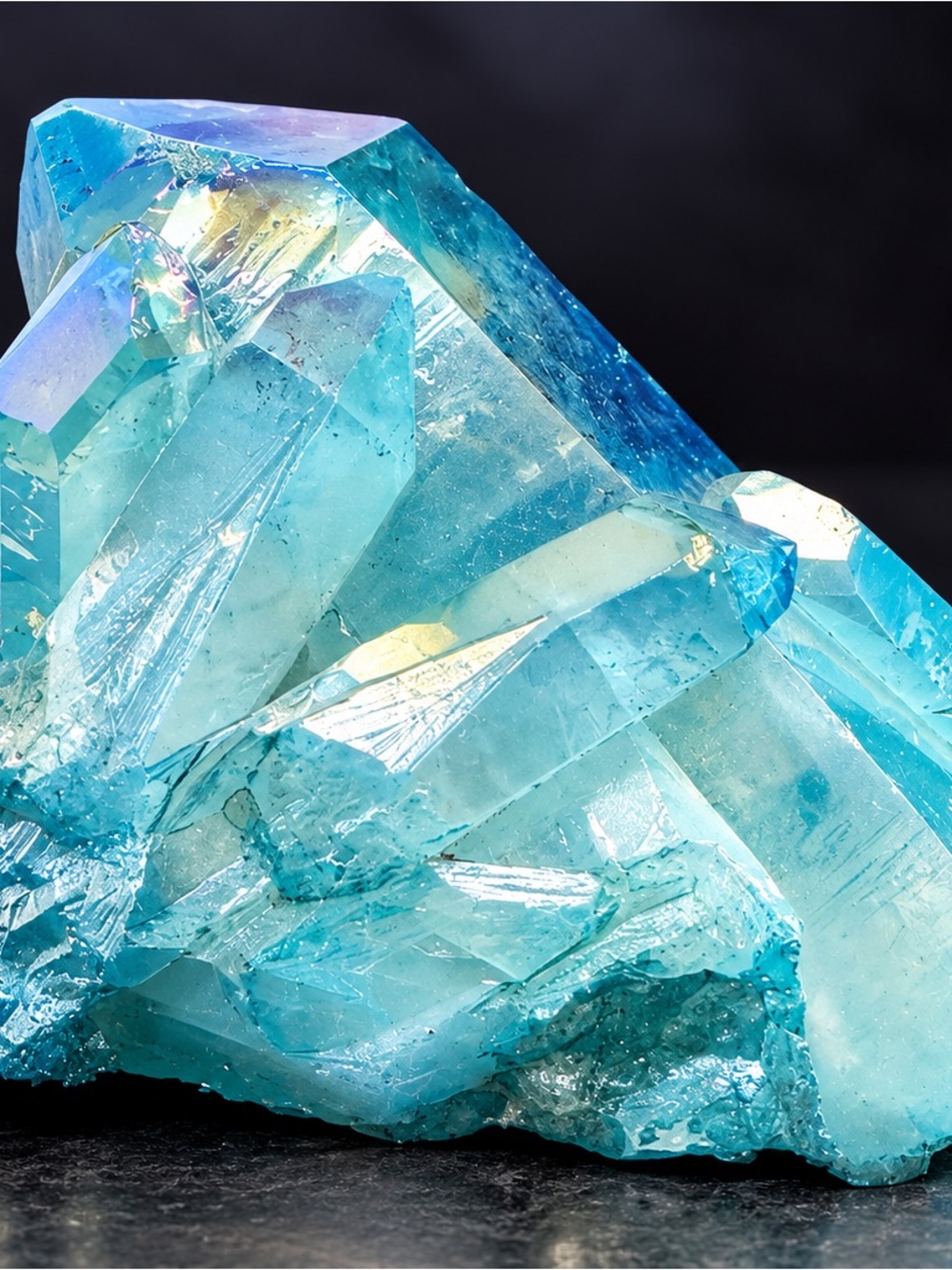 Titanium aura quartz cluster